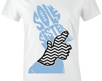 Sole Sister 4 "Harmony" Juniors/Women's T-Shirt to Match Jordan 1 "UNC" University Blue 2021