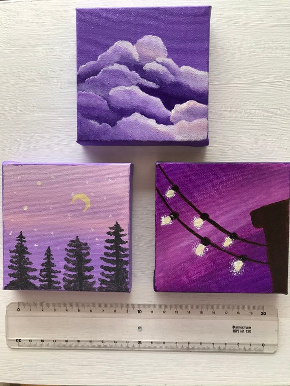 Small Purple Aesthetic Painting  Etsy