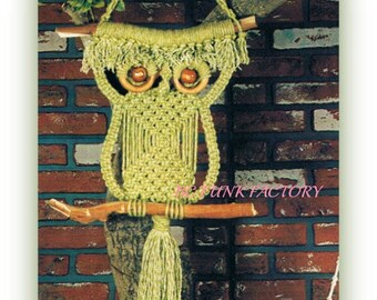 Macrame Owl Pattern - Vintage Macrame Wall Hanger Pattern - Home Decor Macrame - 24" Long Owl PDF Macrame Pattern Instant Download