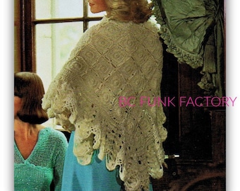 Shawl Crochet Pattern Women's Shawl - Wrap Vintage 1970's PDF Crochet Pattern DIY Crochet