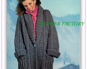Sweater Coat Knitting Pattern Women's Knitting Size 10-12-14-16 PDF Knitting Pattern Digital Knitting