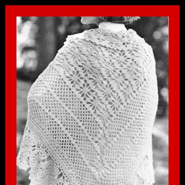 Crochet Pattern Women's Shawl Crochet PATTERN 70's Boho Lace Wrap  PDF Crochet Pattern