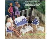 Fashion Doll Patio Furniture - Barbie Wicker-Look Furniture - Vintage 7ct Plastic Canvas Pattern PDF Plastic Canvas Pattern