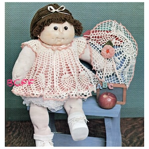 PDF Doll Clothes Crochet Pattern - Cabbage Patch Dress Plus Hat Crochet Pattern Thread Crochet Printable Download