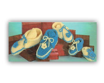 Slipper Crochet Pattern - Moccasin Slippers Men - Women & Children Sizes - PDF Crochet Pattern - Family Slipper Pattern