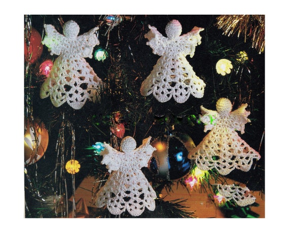 Crochet Pattern Christmas Angels Vintage Xmas Decor for Tree Printable English Only Pattern