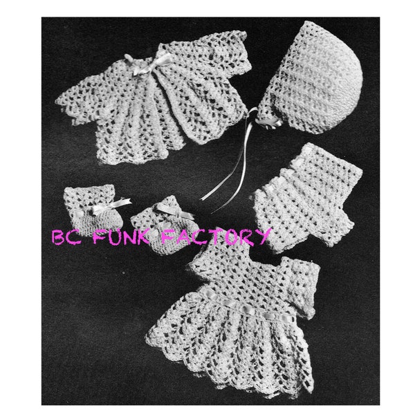 PDF Doll Clothes Crochet Pattern - 14 Inch Doll Clothes Dress - Jacket - Bonnet  Crochet Pattern Printable Download
