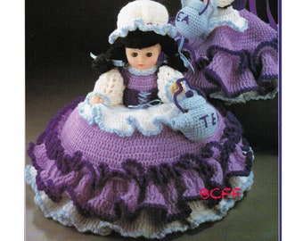 Bed Doll Crochet Pattern - Polly Put the Kettle On - 13" Bed Doll Dress - 10 1/2" Pillow Doll PDF Crochet Pattern