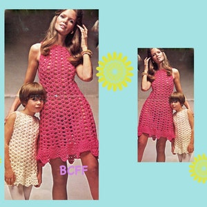 Crochet Dress PDF - Vintage 70&#39;s Crochet - Misses Summer Dress - Girls Dress Crochet - PDF Crochet Pattern