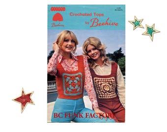 Crochet Pattern Womens Granny Square Tops - Vintage 70's PDF Crochet Pattern for Misses