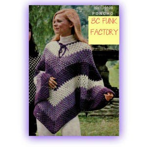 Poncho Crochet Pattern Women's Poncho Patterns  Boho Cape 1970's Vintage Poncho One Size Fits All PDF Crochet Pattern Instant Download