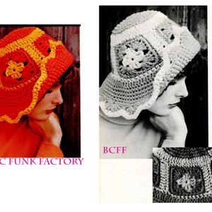 Crochet Pattern Hat Womens Floppy Hat Pattern - Vintage 70&#39;s Granny Square Hat Crochet Pattern PDF