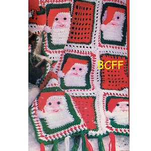 Christmas Afghan Crochet Pattern - Santa Afghan Granny Squares - Throw - Vintage Granny Square Afghan PDF Crochet Pattern