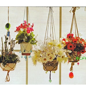 PDF Macrame Pattern Plant Hanger Vintage 1970&#39;s Macrame Patterns - 3 Macrame Pot Holder Patterns - Knot Guide PDF Macrame Pattern