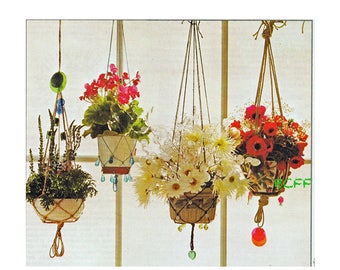 PDF Macrame Pattern Plant Hanger Vintage 1970's Macrame Patterns - 3 Macrame Pot Holder Patterns - Printable ENGLISH Macrame Pattern