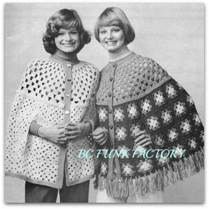 Granny Square Cape - Poncho Women's Cape Crochet Pattern Retro Ladies Cape PDF Pattern Instant Download