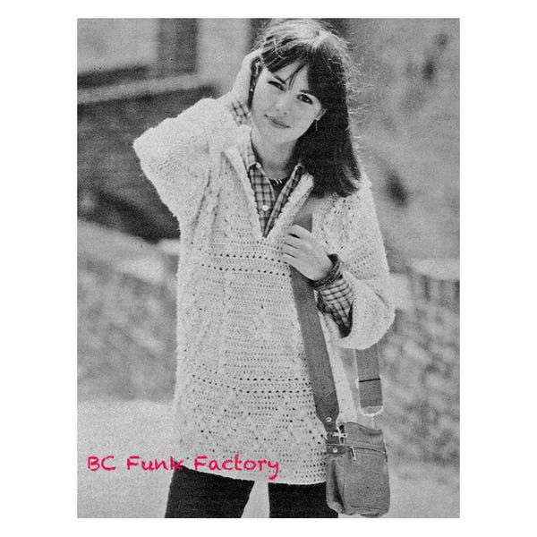 Women's Crochet Tunic Tops - Two Womens Crochet Patterns Vintage 1970's PDF Crochet Pattern Instant Download