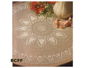 Doily Crochet Pattern - Centerpiece Large Round - Pineapple Design Thread Crochet - Doily PDF Crochet Pattern Instant Download