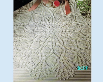 Pineapple Crochet Doily Pattern - Vintage Home Decor Shabby Chic Doily Diagram Pattern English Only