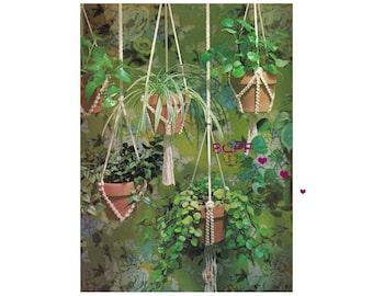 Vintage Blumenampel Häkelanleitung Blumenampel Wohnkultur häkeln PDF Häkelanleitung Sofort-Download