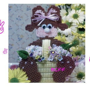 Vintage Plastic Canvas Pattern Easter Bunny Holder PDF Plastic Canvas Pattern