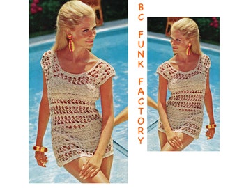 Patrón de crochet para mujer, pareo de bikini, patrón de crochet vintage de verano en PDF