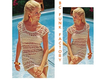 Womens Crochet Pattern Bikini Beach Coverup Vintage Summer Crochet Pattern PDF