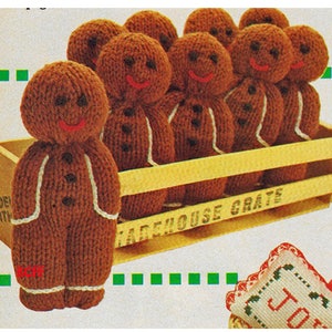 Gingerbread Men Knitting Pattern - Christmas Decor for Tree or Play PDF Knitting Pattern Instant Download