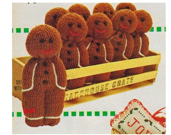 Gingerbread Men Knitting Pattern - Christmas Decor for Tree or Play PDF Knitting Pattern Instant Download