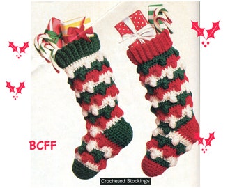Crochet Pattern Christmas Stocking Crochet Xmas Holiday Crochet  Bobble Stocking Pattern PDF Crochet Pattern
