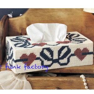 Kunststoff-Leinwand-Muster Tissue Box Cover Bänder und Herzen-Muster - Vintage 7 Mesh PDF Kunststoff-Leinwand-Muster