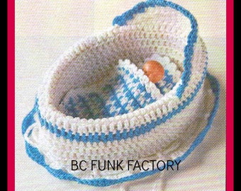 Childs Purse Cradle Crochet Pattern Vintage 1970's Girls Baby Cradle Toy PDF Crochet Pattern Instant Download