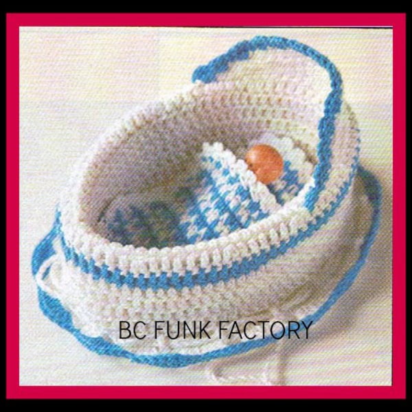 Childs Purse Cradle Crochet Pattern Vintage 1970's Girls Baby Cradle Toy PDF Crochet Pattern Instant Download