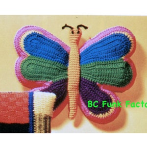 Butterfly Pillow Crochet Pattern -  70&#39;s Retro Butterfly Pillow - Crochet Home Decor - PDF Crochet Pattern