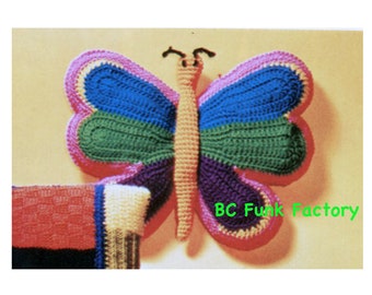 Butterfly Pillow Crochet Pattern -  70's Retro Butterfly Pillow - Crochet Home Decor - PDF Crochet Pattern