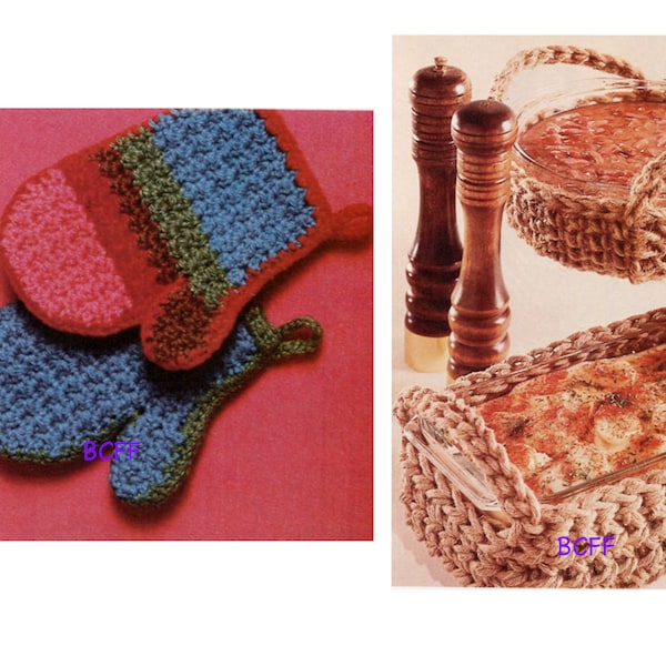 Crochet Oven Mitt Pattern - Casserole Carry Baskets Pattern - Home Crochet Pattern  PDF Crochet Pattern