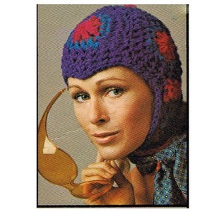 Crochet Skull Cap Pattern  Vintage 1970's Women's Hat, Cap, Helmut PDF Pattern Instant Download