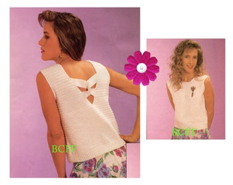 Crochet Pattern Women's Top Cross Back Summer Top Jumper Vintage 80's Printable English Crochet Pattern PDF