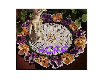 Doily Crochet Pattern - Vintage 1950's Pansy Doily Pattern - PDF Crochet Pattern Instant Download