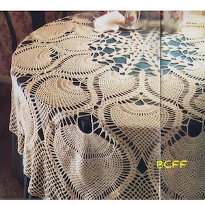 Pineapple Tablecloth Crochet Pattern - 70&#39;s Home Decor crochet - PDF Crochet Pattern Instant Download