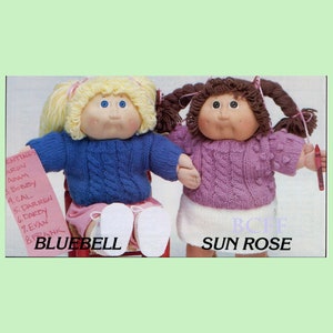 Knitting Pattern Doll Clothes for Cabbage Patch Kid - Two Pullover Sweater Patterns Cables  Knitting Pattern PDF