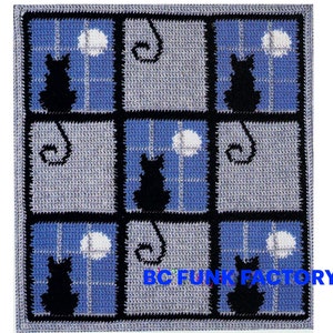 Crochet Pattern Afghan Vintage Cat in the window Blanket Throw Pattern PDF Crochet Pattern