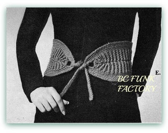 Women's Crochet Pattern - Belt Crochet Pattern - 1970's Front Lace Boho Belt PDF  English Crochet Pattern