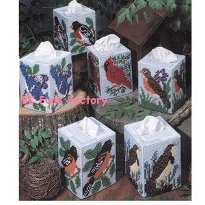 Plastic Canvas Bird Tissue Box Covers - Vintage Bird Pattern - PDF Plastic Canvas Pattern