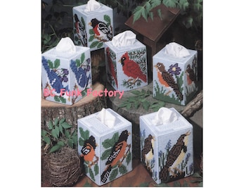 Plastic Canvas Bird Tissue Box Covers - Vintage Bird Pattern - PDF Plastic Canvas Pattern