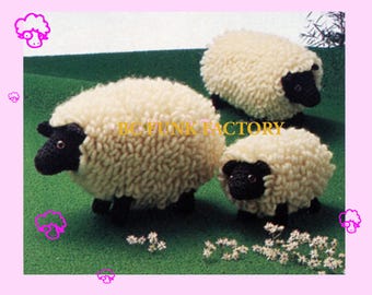 Crochet Pattern Sheep Family Toy for Decoration Vintage Toy PDF Crochet Pattern for Children & Adults UK Crochet