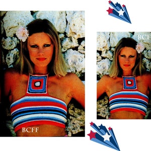 Crochet Pattern Women Halter Top Vintage 1970&#39;s Boho Summer Halter Top Crochet Pattern PDF