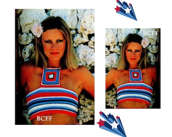 Crochet Pattern Women Halter Top Vintage 1970's Boho Summer Halter Top Crochet Pattern PDF