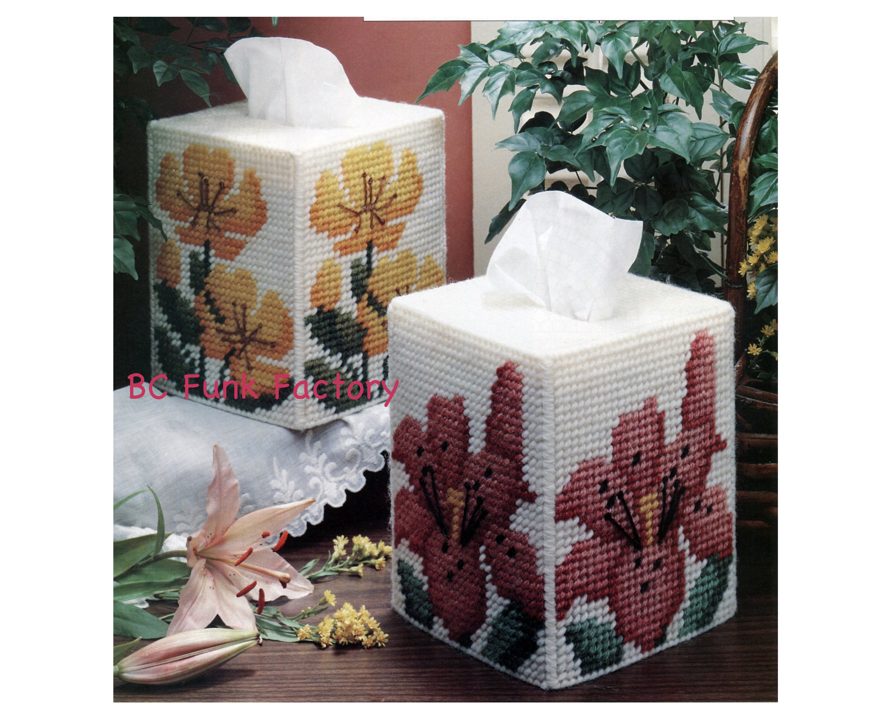 4 Christmas Plastic Canvas Kits Tissue Box and similar items