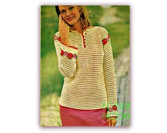 Crochet Top Pattern - Filet Crochet Pattern  Women's Summer Hippie Top Pattern - PDF Crochet Pattern